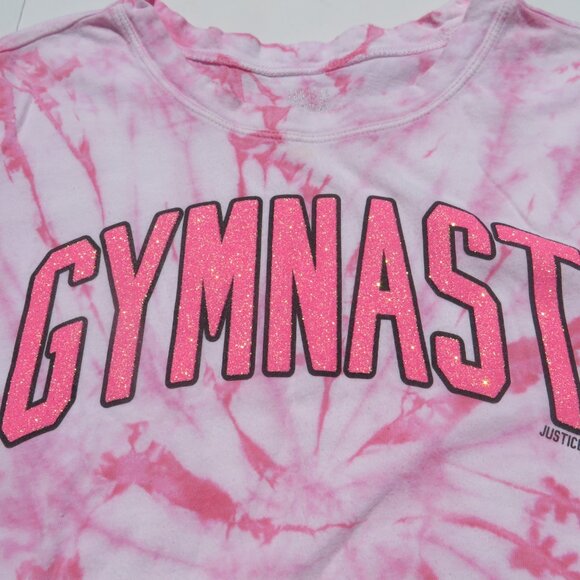 Justice Active Gymnast t-shirt girls top Pink glitter size 12 Cotton 100% - Picture 5 of 9